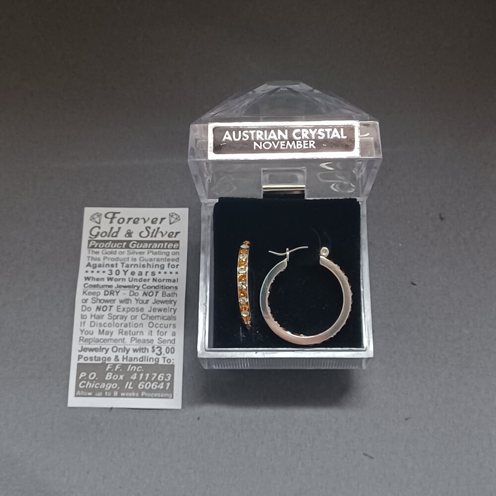 "Forever Gold & Silver" November Birthstone Austrian Crystal Hoop Earrings